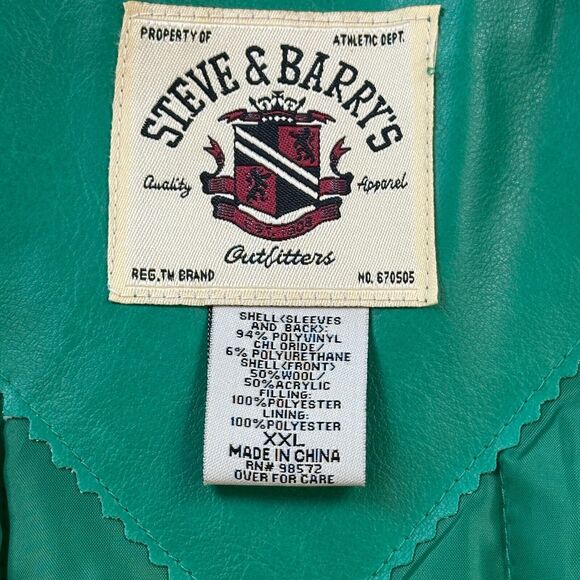 Vintage Wright State Raiders Jacket Mens 2XL Green Steve & Barrys WSU Letterman - Picture 7 of 16